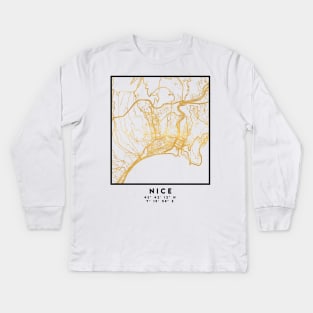 NICE FRANCE CITY STREET MAP ART Kids Long Sleeve T-Shirt